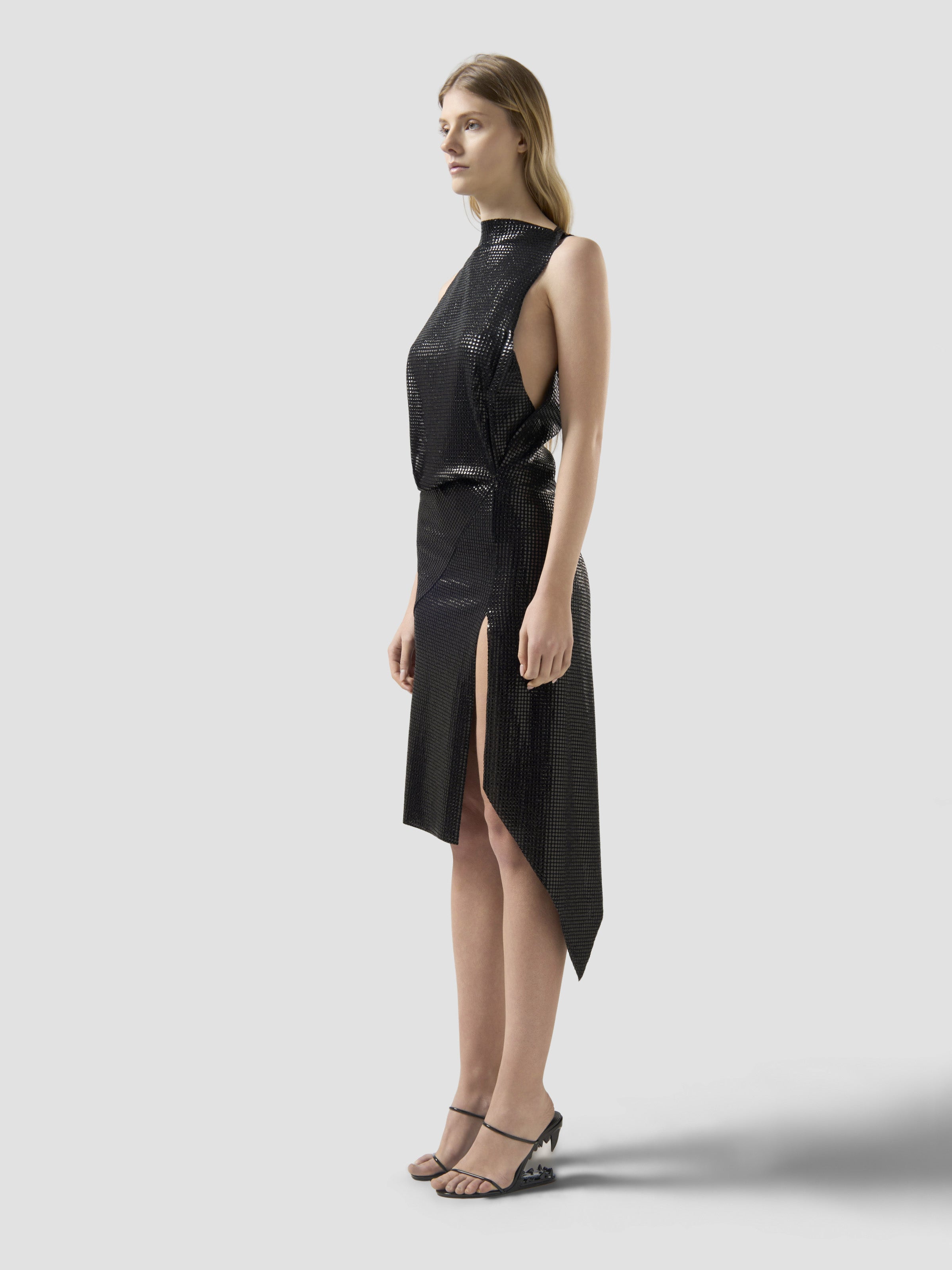 Sparkling Asymmetrical Midi Dress Black | GCDS Official Website Sparkling Asymmetrical Midi Dress Black | GCDS Official Website