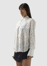 Embroidered Shirt with All-Over Logo - ALL FULL PRICE | GCDS