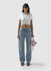 Cropped Polo Shirt with Logo Trim - ALL FULL PRICE | GCDS