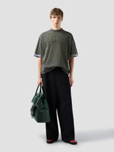Double Layer Crop T-Shirt with Laser Logo - Olive Night | GCDS