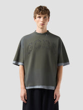 Double Layer Crop T-Shirt with Laser Logo - Olive Night | GCDS