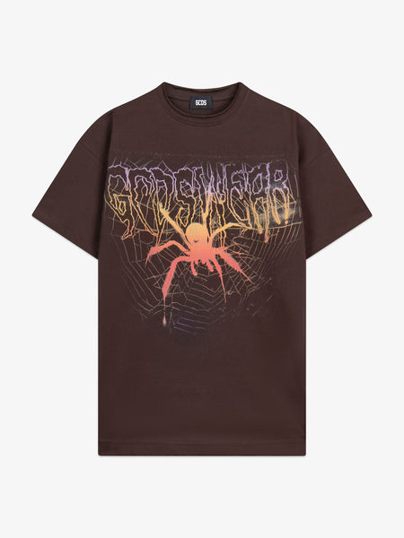 Oversized Cropped T-Shirt with Gothic Graphic Delicious | GCDS