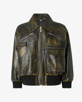 Workwear Rub-Off Leather Bomber - Abbigliamento Donna | GCDS