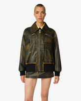 Workwear Rub-Off Leather Bomber - Abbigliamento Donna | GCDS