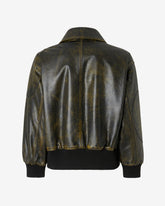 Workwear Rub-Off Leather Bomber - Abbigliamento Donna | GCDS