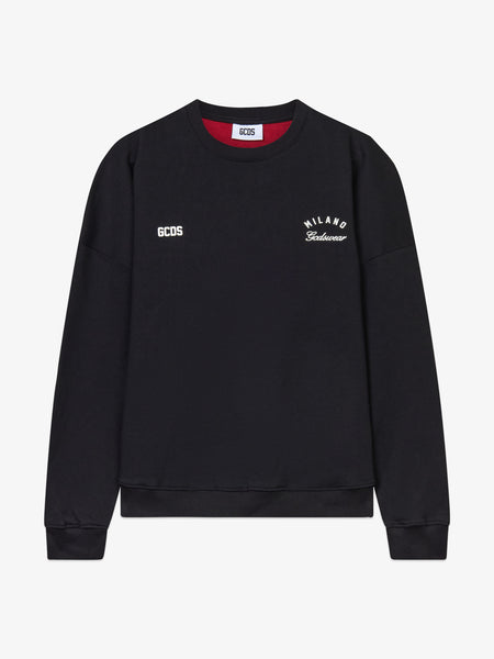 Crewneck Sweatshirt with Band Logo on the Back Black | GCDS