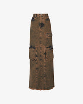 Denim Cargo Long Skirt - Archive | GCDS